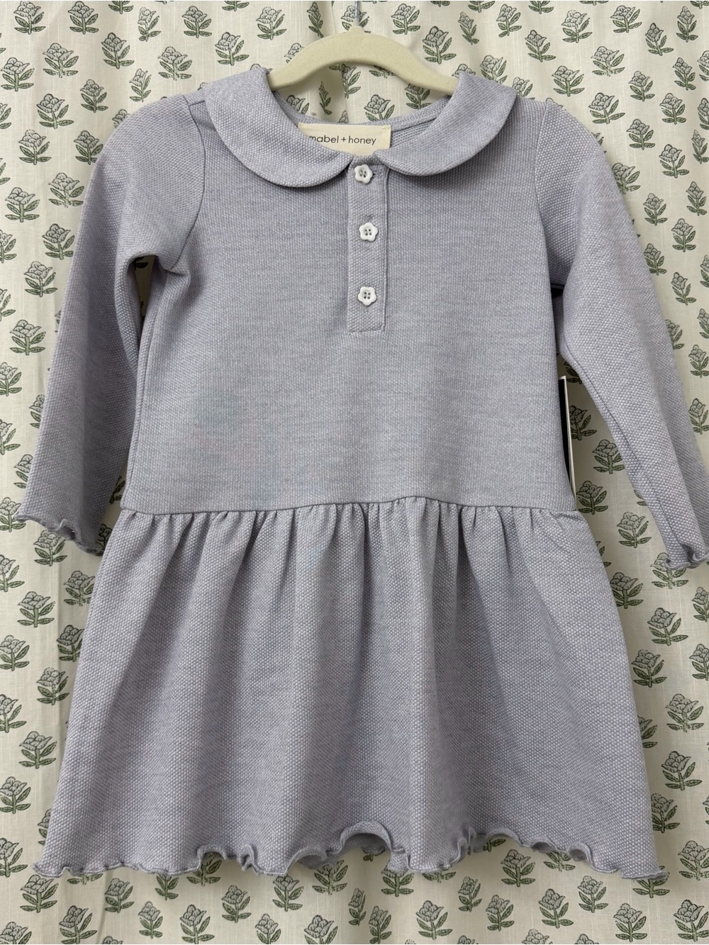 Mabel + Honey | Ribbed Lavender Peter Pan Collar Dress